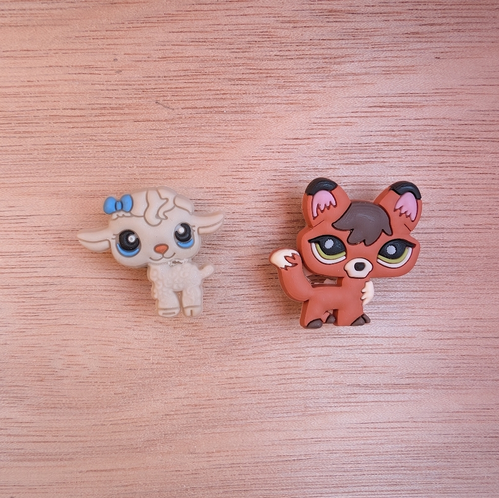 Qty 2! Shoe charms for Crocs Clogs - LPS Lamb & Fox NEW